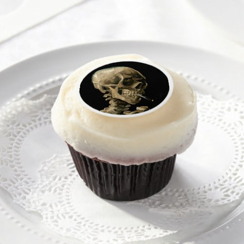 Vincent van Gogh _ Skull with Burning Cigarette Edible Frosting Rounds