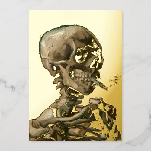 Vincent van Gogh _ Skull with Burning Cigarette Foil Holiday Card