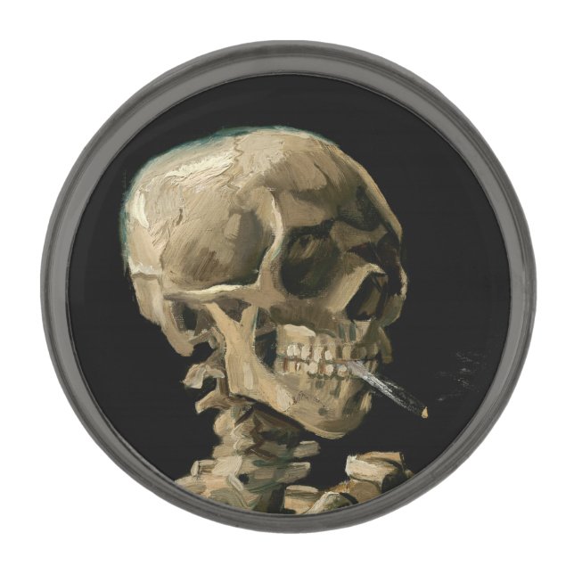 Vincent van Gogh - Skull with Burning Cigarette Gunmetal Finish Lapel Pin (Front)