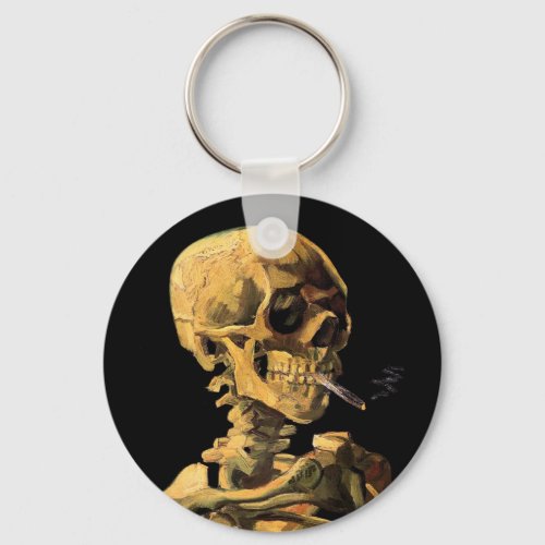 Vincent Van Gogh _ Skull With Burning Cigarette Keychain