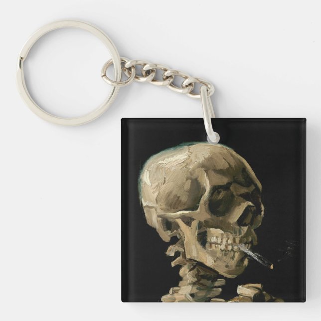 Vincent van Gogh - Skull with Burning Cigarette Keychain (Front)