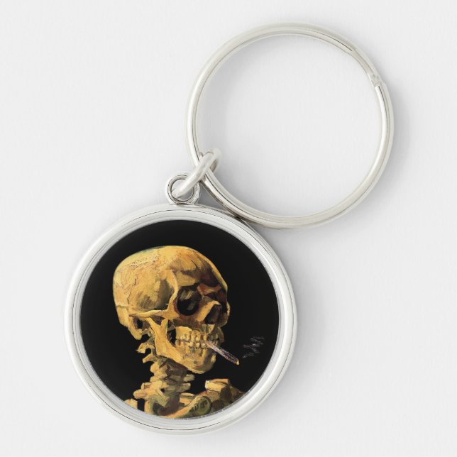 Vincent Van Gogh - Skull With Burning Cigarette Keychain (Front)