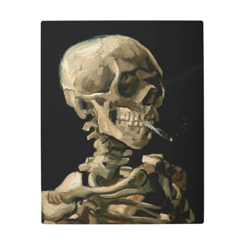 Vincent van Gogh _ Skull with Burning Cigarette Metal Print