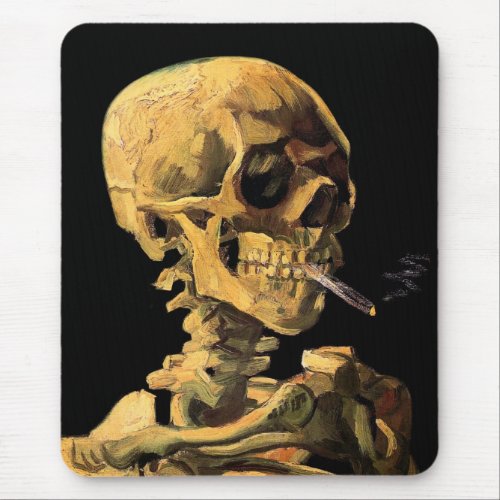 Vincent Van Gogh _ Skull With Burning Cigarette Mouse Pad