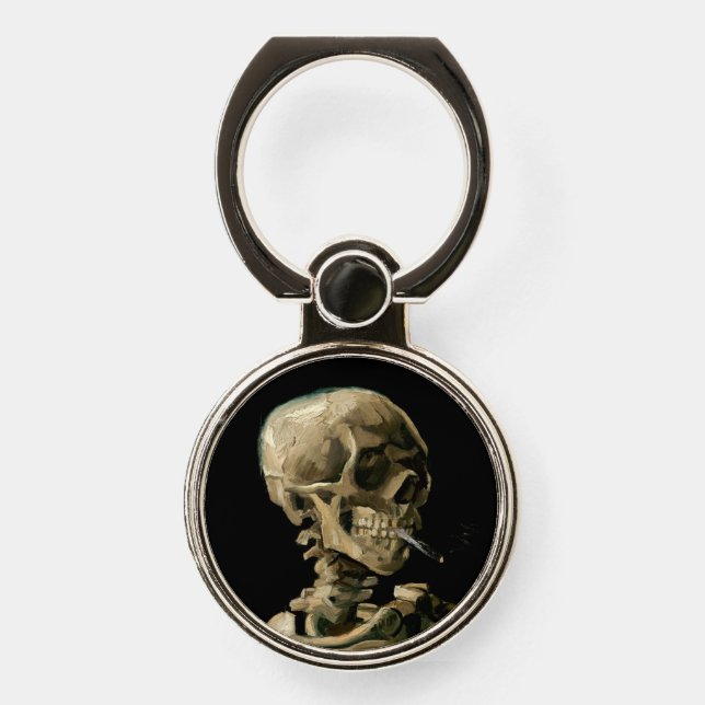 Vincent van Gogh - Skull with Burning Cigarette Phone Ring Stand (Front)