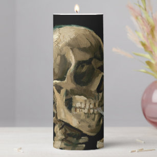 Vincent van Gogh - Skull with Burning Cigarette Pillar Candle