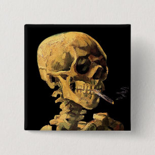 Vincent Van Gogh - Skull With Burning Cigarette Pinback Button
