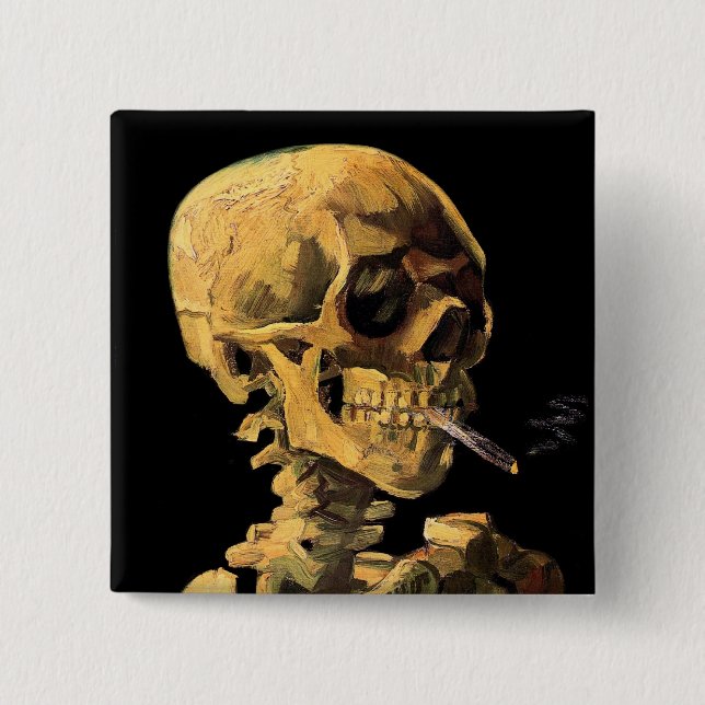 Vincent Van Gogh - Skull With Burning Cigarette Pinback Button (Front)
