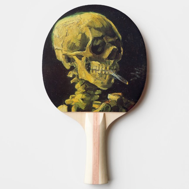 Vincent van Gogh Skull with Burning Cigarette Ping Pong Paddle (Front)
