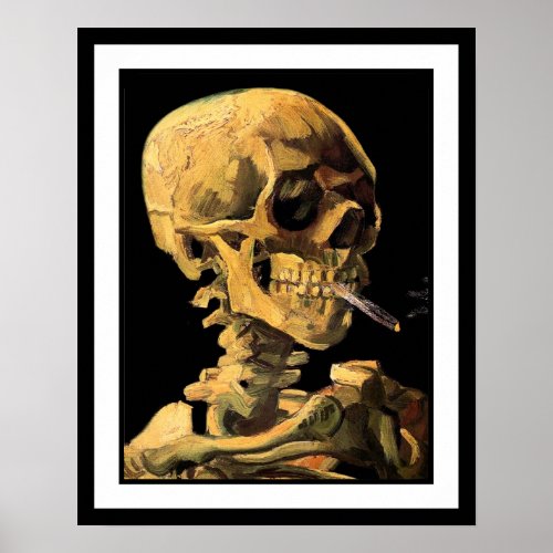 Vincent Van Gogh _ Skull With Burning Cigarette Poster