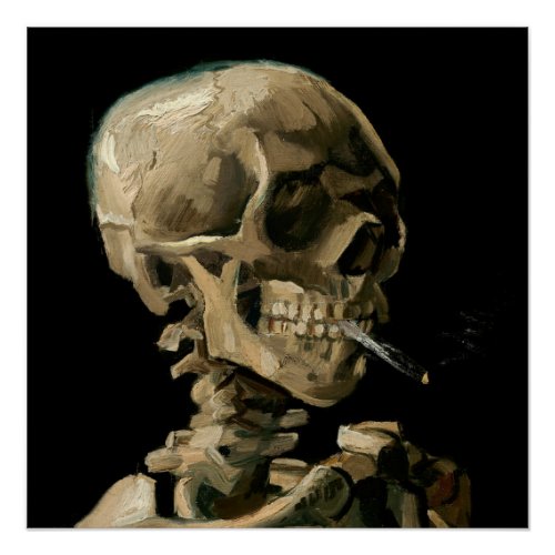 Vincent van Gogh _ Skull with Burning Cigarette Poster