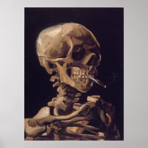 Vincent Van Gogh _ Skull with Burning Cigarette Poster