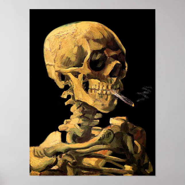 van gogh skull with cigarette poster Vincent Van Gogh - Skull With Burning Cigarette Poster