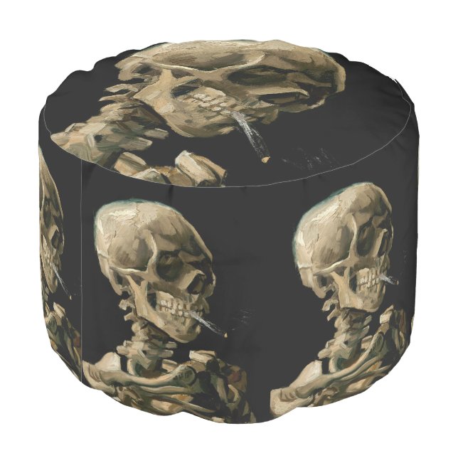 Vincent van Gogh - Skull with Burning Cigarette Pouf (Angled Back)
