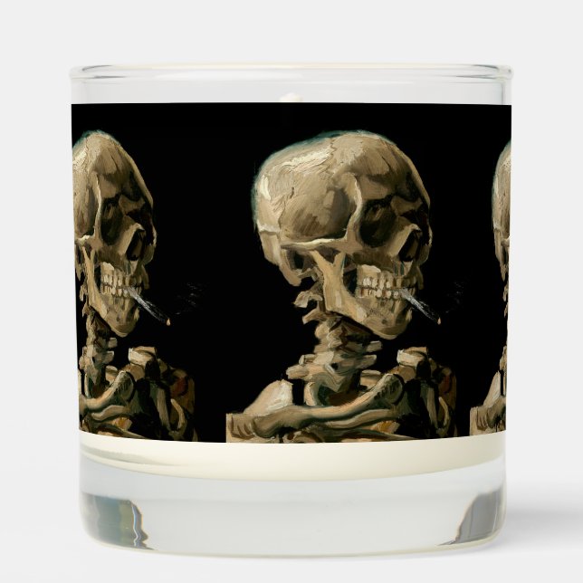 Vincent van Gogh - Skull with Burning Cigarette Scented Candle (Front)