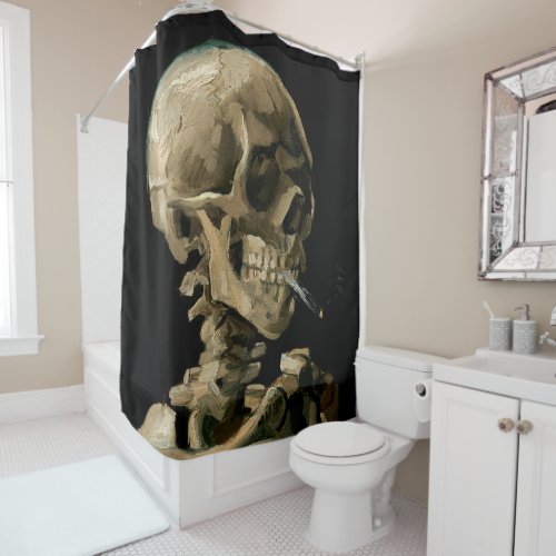 Vincent van Gogh _ Skull with Burning Cigarette Shower Curtain