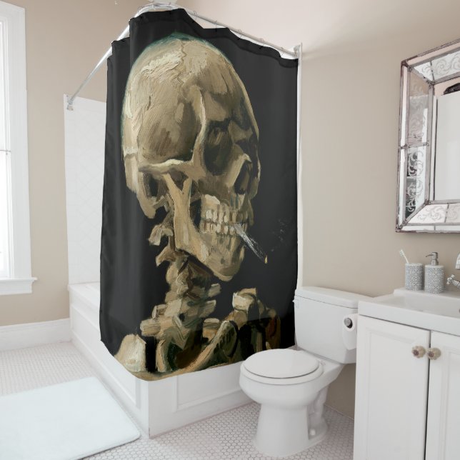 Vincent van Gogh - Skull with Burning Cigarette Shower Curtain (In Situ)