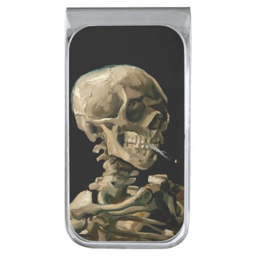 Vincent van Gogh _ Skull with Burning Cigarette Silver Finish Money Clip