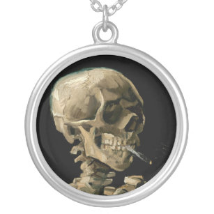 Vincent van Gogh - Skull with Burning Cigarette Silver Plated Necklace