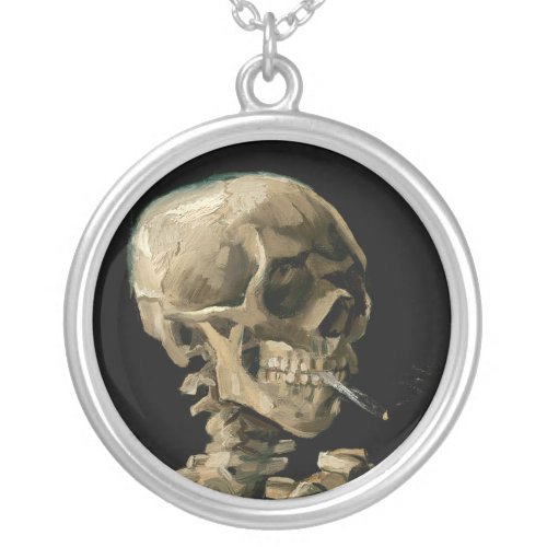 Vincent van Gogh _ Skull with Burning Cigarette Silver Plated Necklace
