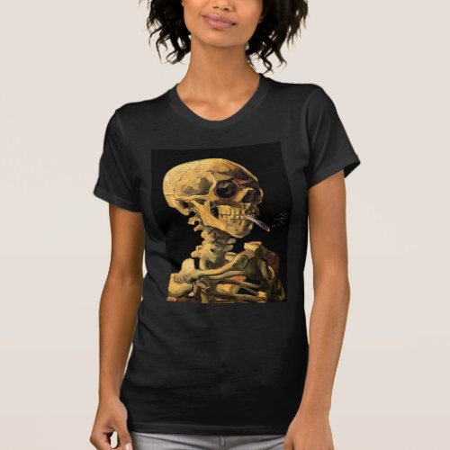 Vincent Van Gogh _ Skull With Burning Cigarette T_Shirt