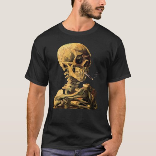 Vincent Van Gogh _ Skull With Burning Cigarette T_Shirt