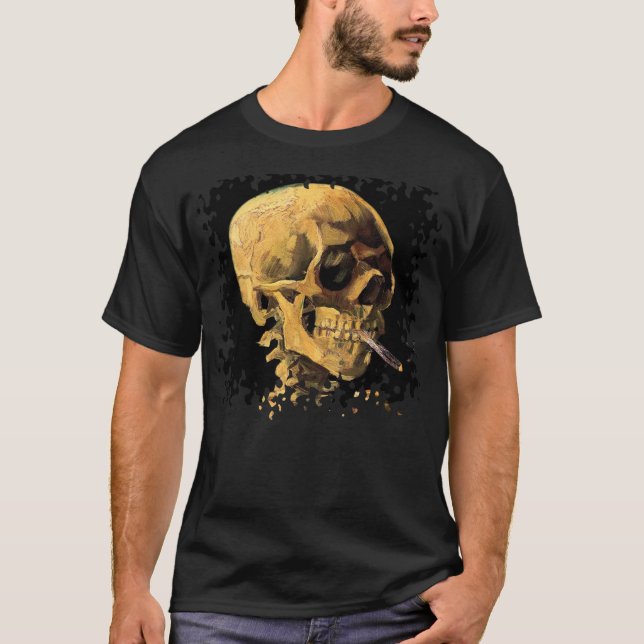 Vincent Van Gogh - Skull With Burning Cigarette T-Shirt (Front)