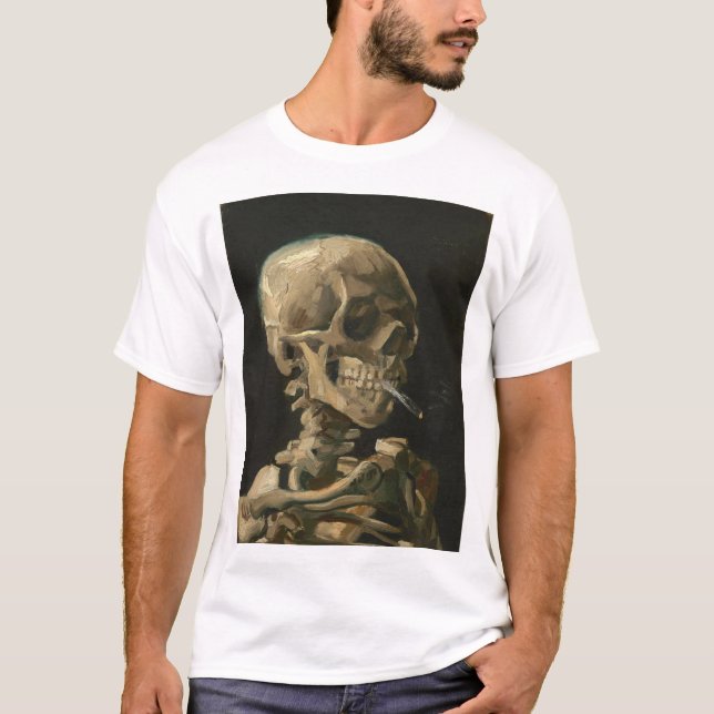 Vincent Van Gogh - Skull with Burning Cigarette T-Shirt (Front)