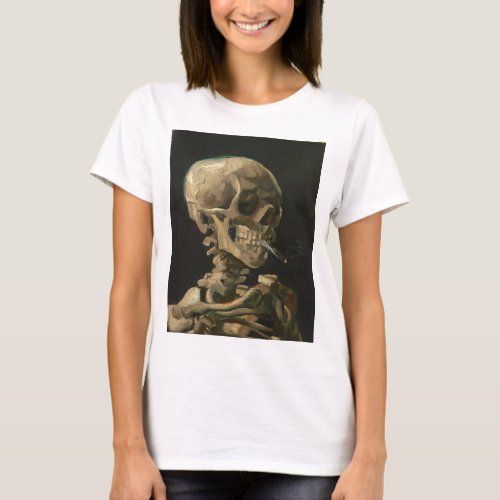 Vincent Van Gogh _ Skull with Burning Cigarette T_Shirt