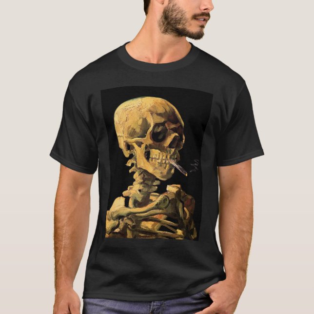 Vincent Van Gogh - Skull With Burning Cigarette T-Shirt (Front)