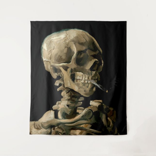 Vincent van Gogh - Skull with Burning Cigarette Tapestry (Front)