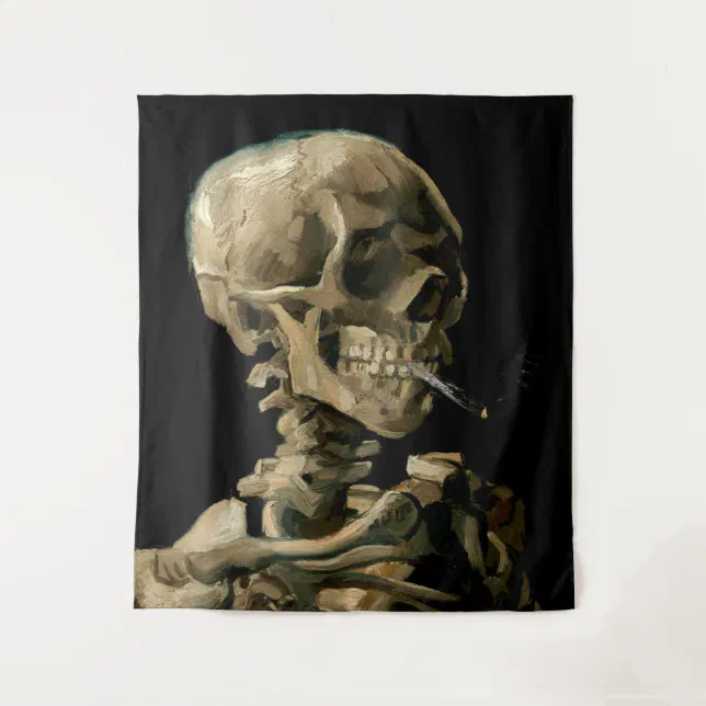 cigarette tapestry Vincent van Gogh - Skull with Burning Cigarette Tapestry