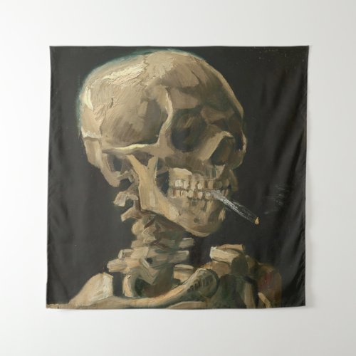 Vincent Van Gogh _ Skull with Burning Cigarette Tapestry