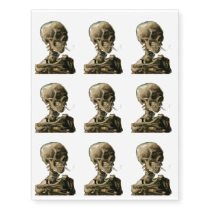 Vincent van Gogh - Skull with Burning Cigarette Temporary Tattoos
