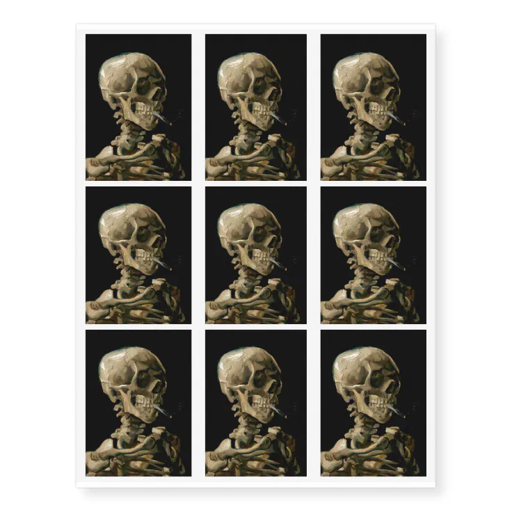 Vincent van Gogh - Skull with Burning Cigarette Temporary Tattoos | Zazzle Vincent van Gogh - Skull with Burning Cigarette Temporary Tattoos | Zazzle