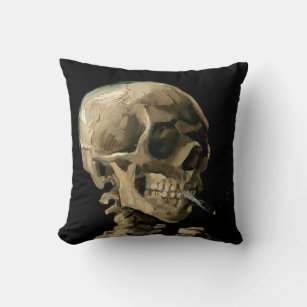 Vincent van Gogh - Skull with Burning Cigarette Throw Pillow