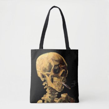 Vincent Van Gogh - Skull With Burning Cigarette To Tote Bag by ArtLoversCafe at Zazzle