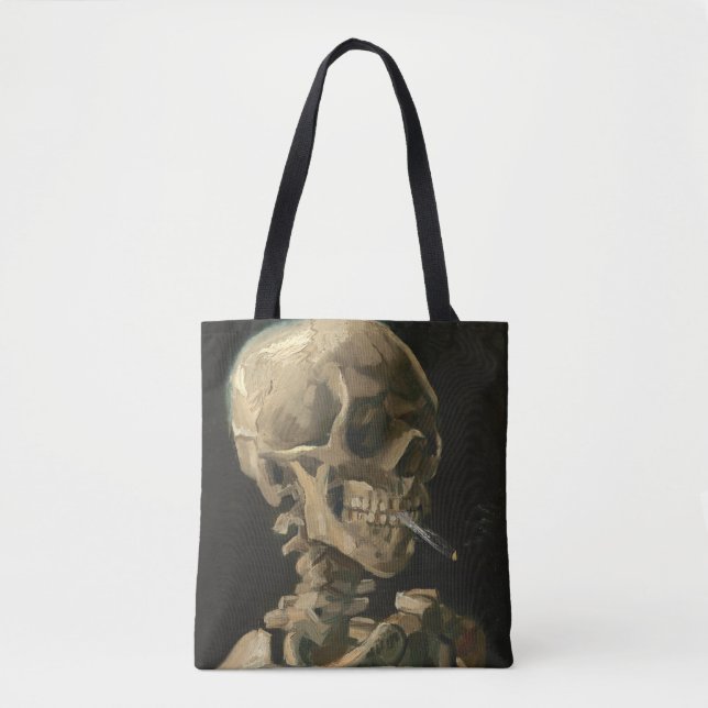Vincent Van Gogh - Skull with Burning Cigarette Tote Bag (Front)