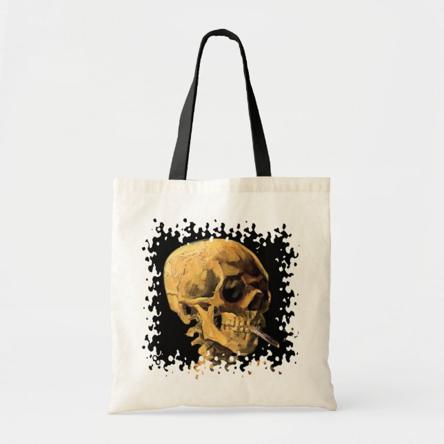 Vincent Van Gogh - Skull With Burning Cigarette Tote Bag (Front)