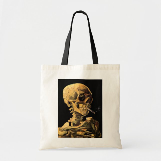 Vincent Van Gogh - Skull With Burning Cigarette Tote Bag (Front)