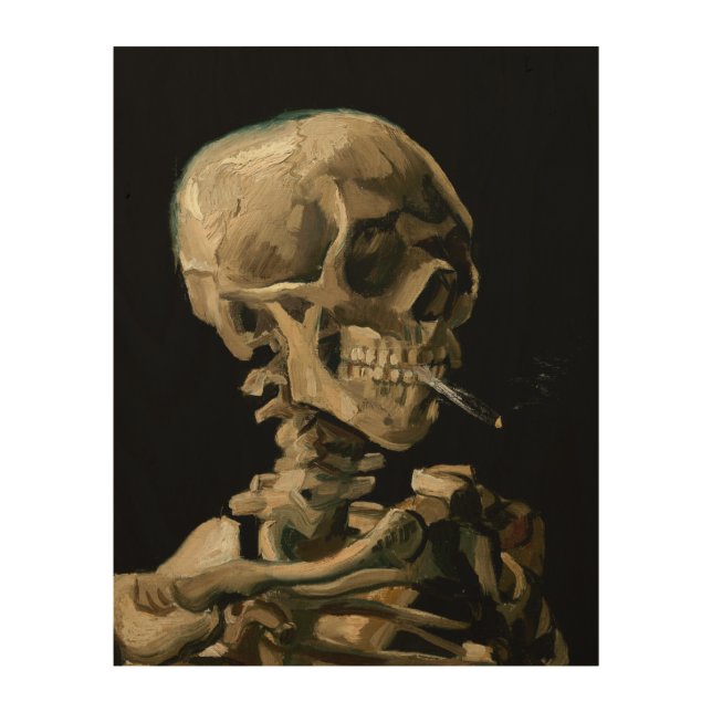 Vincent van Gogh - Skull with Burning Cigarette Wood Wall Art (Front)