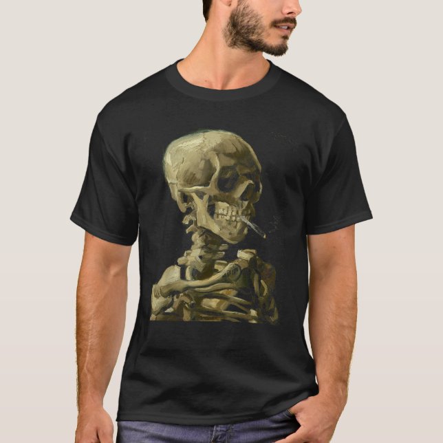 Vincent Van Gogh Skull With Cigarette Skeleton ant T-Shirt (Front)