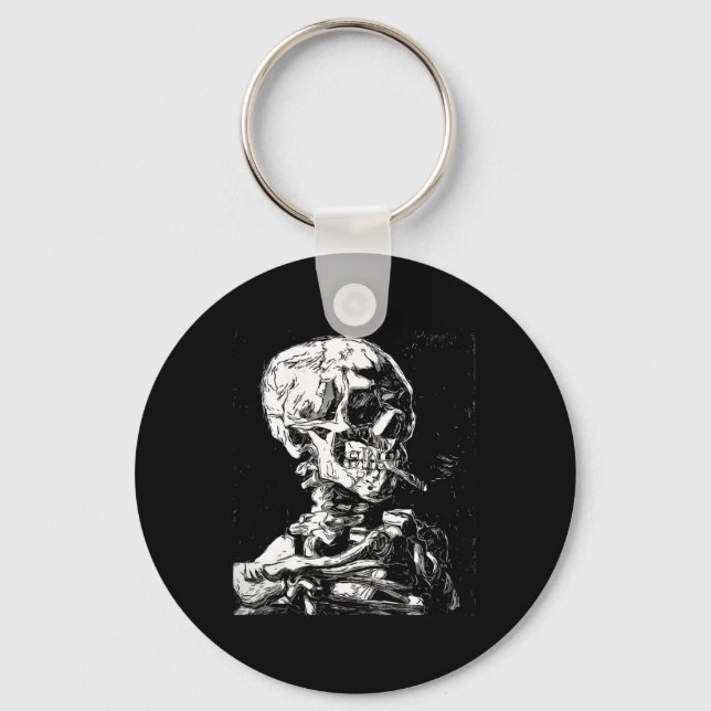 Vincent Van Gogh Skull With Cigarette Skeleton Hal Keychain (Front)