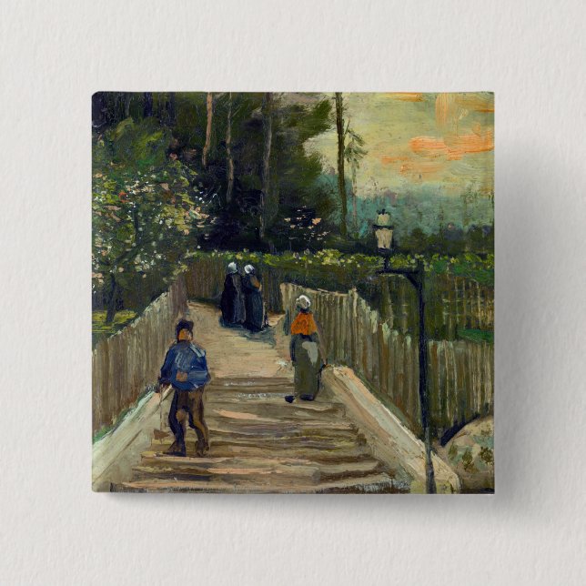 Vincent van Gogh - Sloping Path in Montmartre Button (Front)