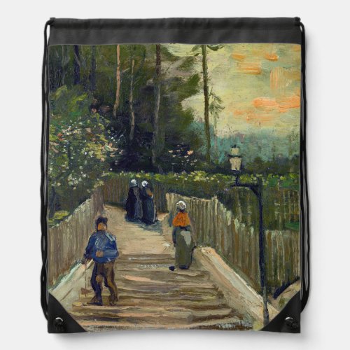 Vincent van Gogh _ Sloping Path in Montmartre Drawstring Bag