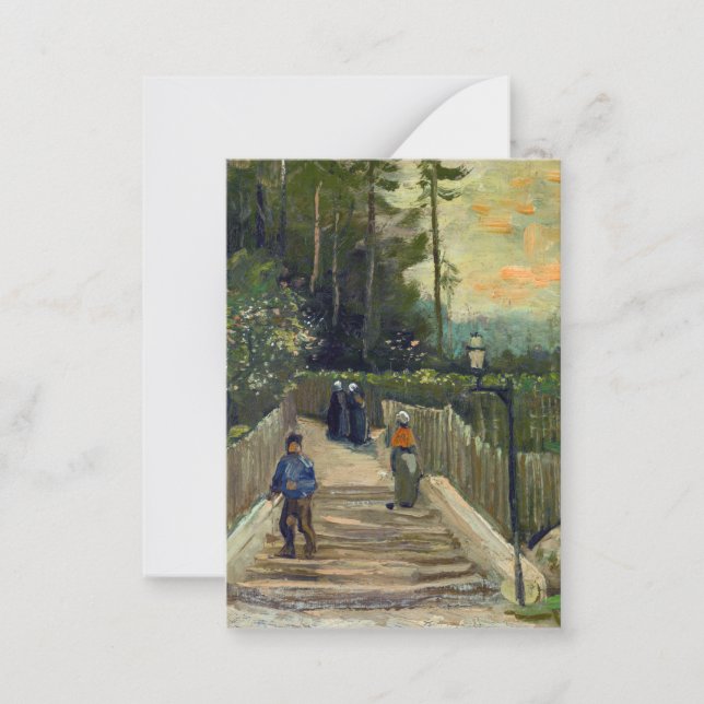 Vincent van Gogh - Sloping Path in Montmartre Note Card (Front)
