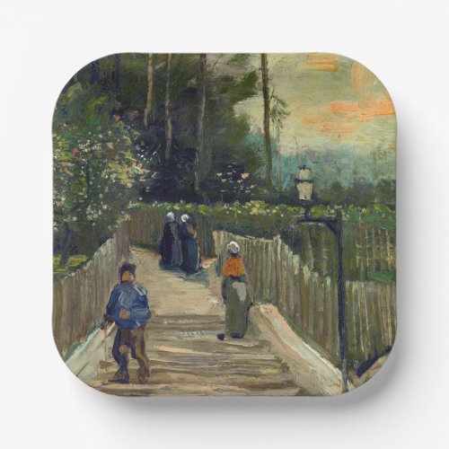 Vincent van Gogh _ Sloping Path in Montmartre Paper Plates