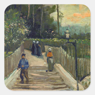 Vincent van Gogh - Sloping Path in Montmartre Square Sticker