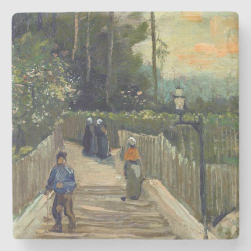 Vincent van Gogh _ Sloping Path in Montmartre Stone Coaster