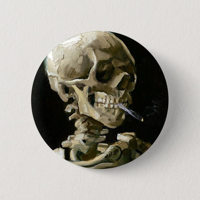 Vincent van Gogh Smoking Skeleton Button (Front)